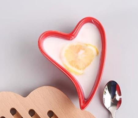 Keramiske dessertskåler hjerteformede små kake- og puddingboller, sett med 4 4stk-rød-B - 4pcs-Red-B