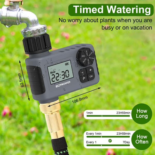Sprinklertimer, programmerbar hageslangetimer, vanntett digital vanningssystem for plen og svømmebasseng