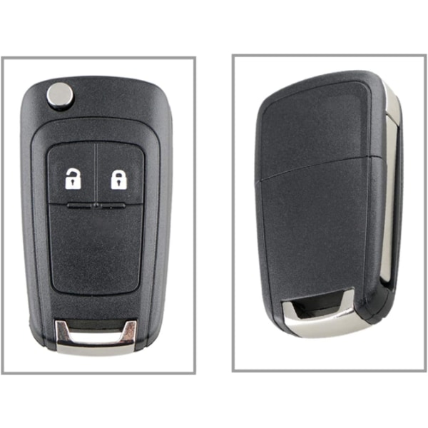 2 knappar fjärrkontroll bilnyckelfodral ersättningsbricka kompatibel med Vauxhall Opel Astra Insignia Vectra Zafira Meriva Mokka nyckelskal (med blad) Fjärrkontroll med 2 knappar