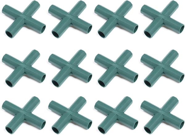 12-pack 16 mm kraftiga 4-vägs PVC-kopplingar för växthusram