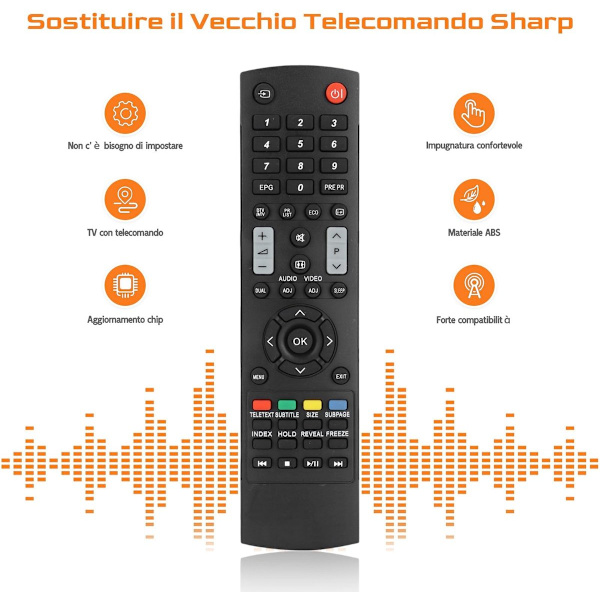Replacement Remote Control for Sharp LCD TV and Audio GJ220, Easy Setup, Durable ABS, For Home Living Room Use, Black