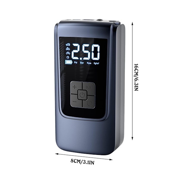 Fordonmonterad luftpump, digital display luftpump, däckluftpump, bärbar intelligent