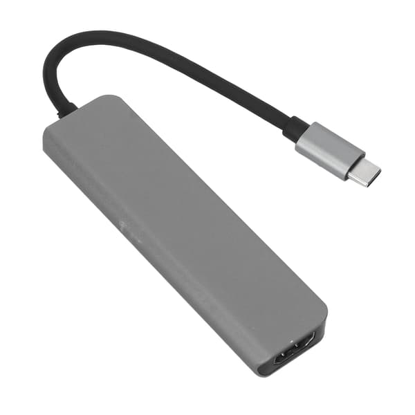 5-in-1 Type C -keskitin Type C - HD-multimedialiitäntä USB3.0 2 USB2.0 USB C PD Tukee 4K 30Hz Plug and Play USB C -keskitin Harmaa