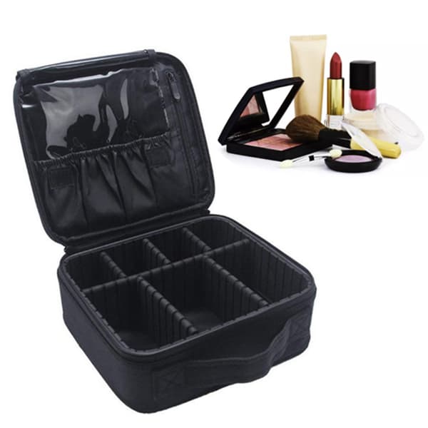 Makeup Bags Detachable Compartments Large Capacity Zipper Cosmetic Storage Bag S Black