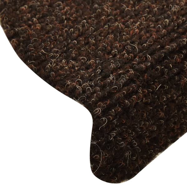 Stair mats self-adhesive 15 pcs 56x17x3 cm brown semi-circular