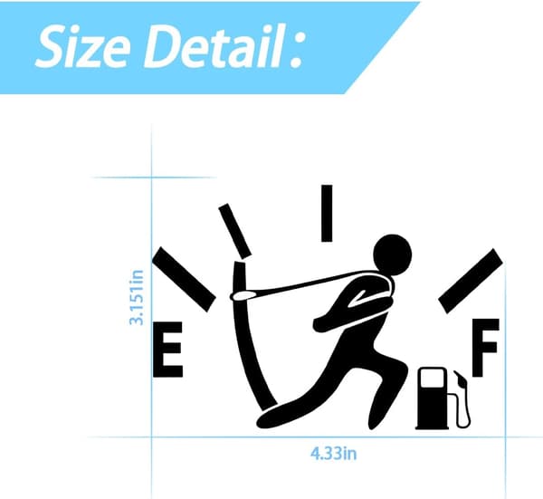 Car Stickers, High Fuel Consumption Decal, Empty Fuel Gauge Sticker