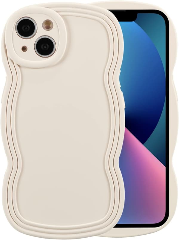 Sødt ensfarvet cover kompatibelt med iPhone 13, Off White