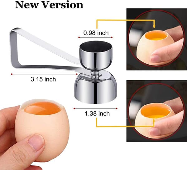 2-pakning Eggeskallåpner Eggtoppkutter, Eggknekkere i rustfritt stål Separator for rå, bløtkokte eller hardkokte egg