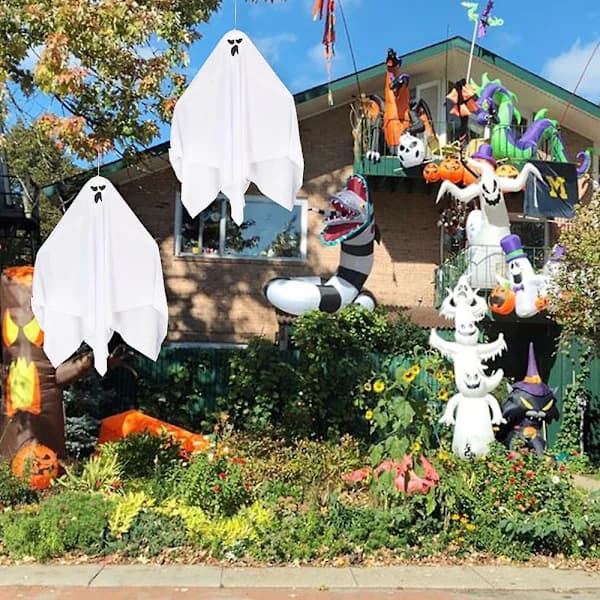 2025 3-pack Halloween Hanging Ghosts, 90 cm White Hanging Ghost Ornaments For Indoor Outdoor Tree
