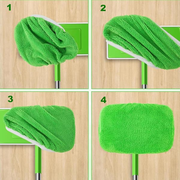 8-pak moppepuder genopfyldning: genanvendelig, vaskbar mikrofiber, til flade mopper (moppe medfølger ikke)