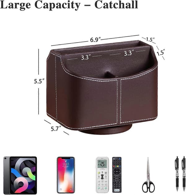 2025 New Leather Remote Control Holder, 360 Degree Rotating Desk TV Remote Control Storage/Box, Coffee Table