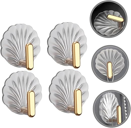 4 stk Shell Sticky Hook Opbevaringskroge Bøjle Håndklædeholder Vægkrog