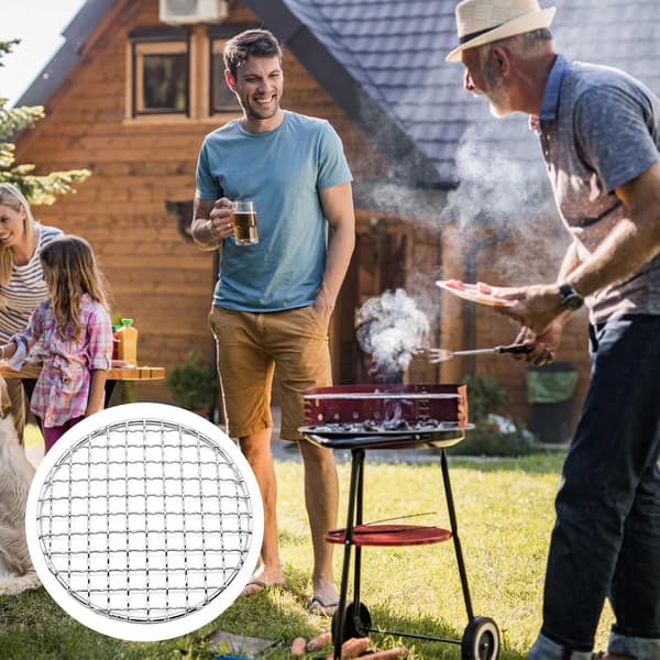 Grillrist Rustfrit Stål Rund Grillnet 15 cm Trådrist Grillnet til Have Camping BBQ, Kagebrød Kølestativ, Sølv
