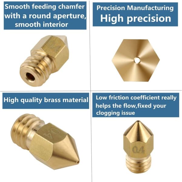 30 stk. messingdyser 0,4 mm 0,2 mm 0,6 mm til 3D-printere kompatible med Creality Ender 3 V2 Ender 3 Pro Ender 5 Pro CR10-serien