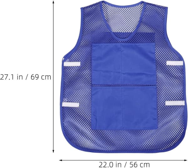 2-delt kølevest med genanvendelige ispakker af mesh-polyester til kvinder og mænd, kontinuerlig køling til lange ture, blå -