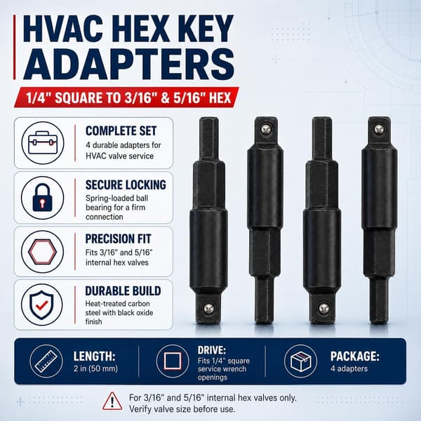 4-pack HVAC serviceverktyg sexkantsnyckeladapter