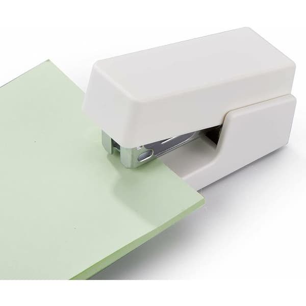 Mini stiftemaskin, 20-arks kontorstiftemaskin med 1 boks standardstifter, hvit