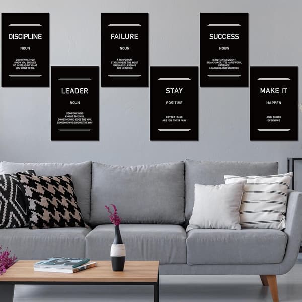 12 st motiverande affischer väggdekor, svart med vit tryck - Black with White Printing