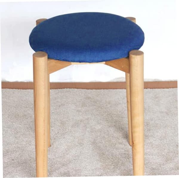 Rund stolsdyna, 33 cm sittdyna i memory foam, halkfri mjuk rund pallkudde, stoldyna, blå