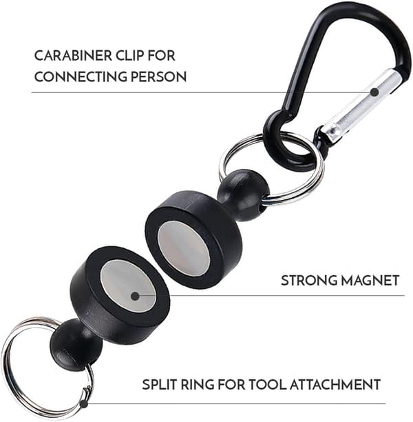 Magnetisk nøglering - Robust magnetisk vandrekarabinhage i rustfrit stål med ergonomisk magnetisk krog til krydstogtskibe, garage, køkken, køleskab