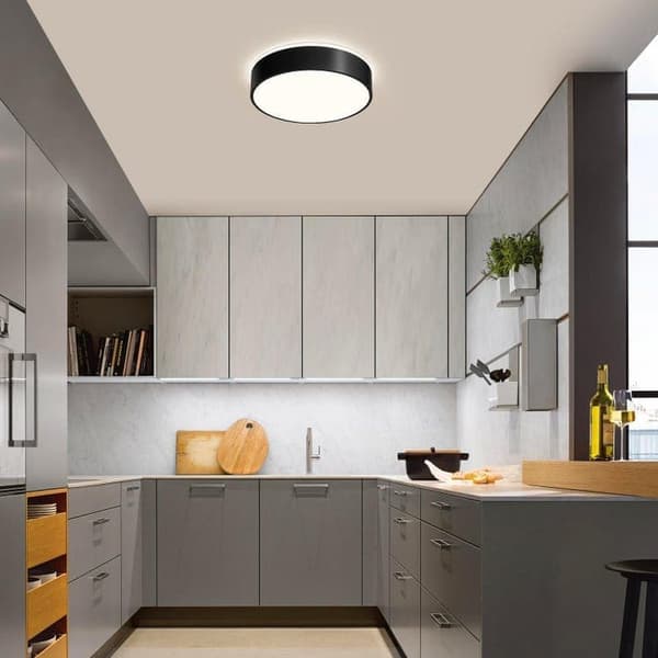 Sort LED Loftlampe, Minimalistisk Plafond, Loftlampe 3 Farvetemperaturer, 24 cm Velegnet til Soveværelse Balkon Spisestue Studieværelse