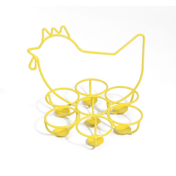 Egg Basket Display Tray Holder for Collecting Fresh Eggs Metal Egg Rack Storage for Kitchen Yellow Yellow