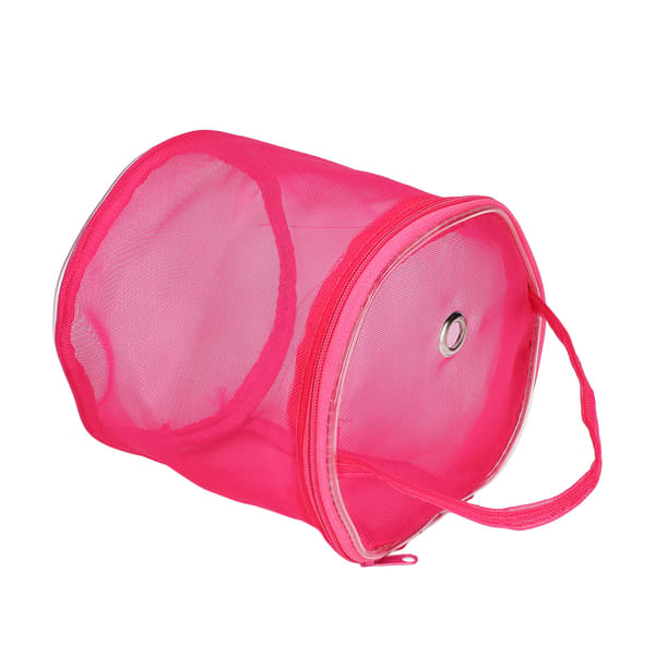 Portable Handle Large Space Mesh Design Durable Nylon Wide Use Knitting Bag Rose Red