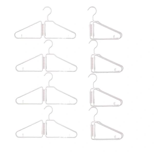 8 Pcs Foldable Hangers, Plastic Foldable Hangers, Portable Foldable Clothes Hangers, Foldable Travel Hangers (White)