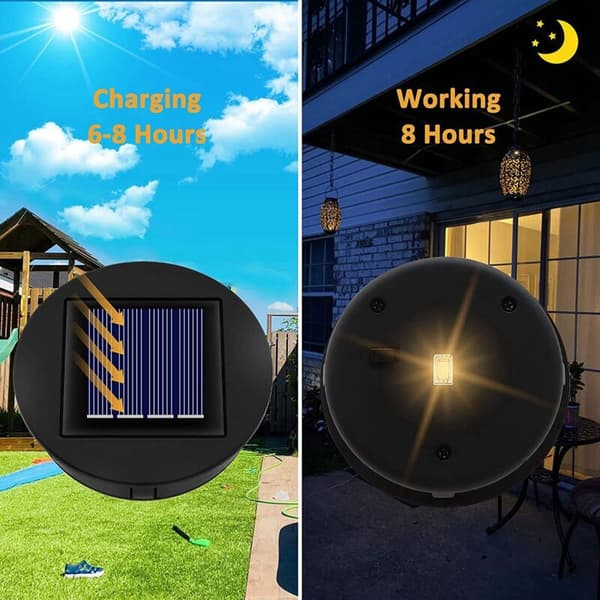 4 stk. LED solcellelamper erstatningstop solcellelygte solpanel drevne lygtelåg lamper til udendørs gangsti gård
