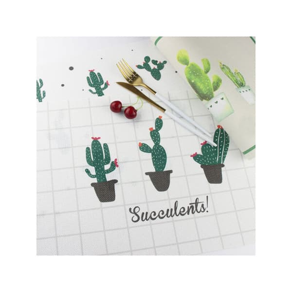 6-piece Printed Placemat, Cactus Pattern Placemat, Table Mat, Waterproof Heat Insulation Pad, Drink Coaster