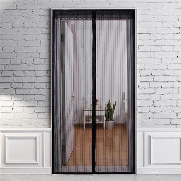 Magnetic fly screen window for doors (black, 80x210 cm), heavy-duty