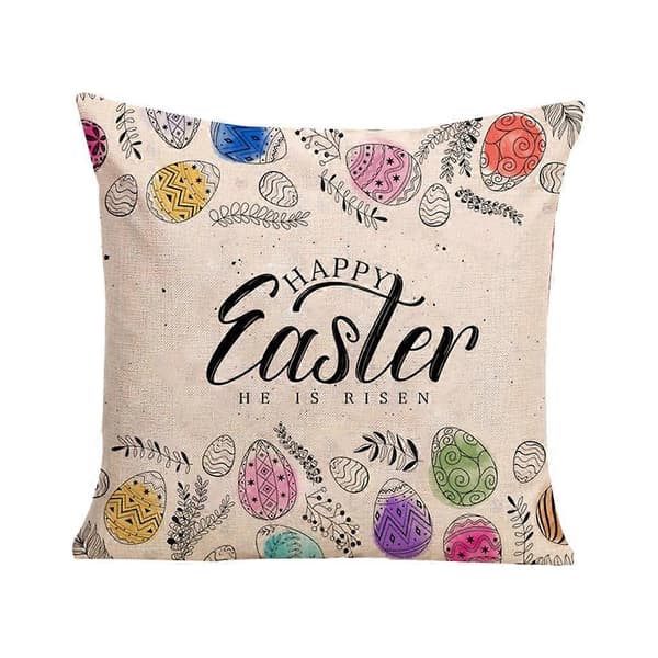Easter Bunny Rabbit Egg Decorative Pillow Case Linen Cushion Cover for Sofa Car Decoration