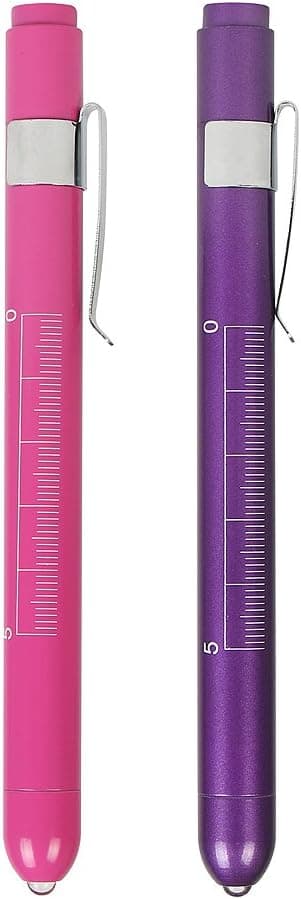 2 diagnostiske medicinske penlygter (lilla+pink), mini genanvendelig LED