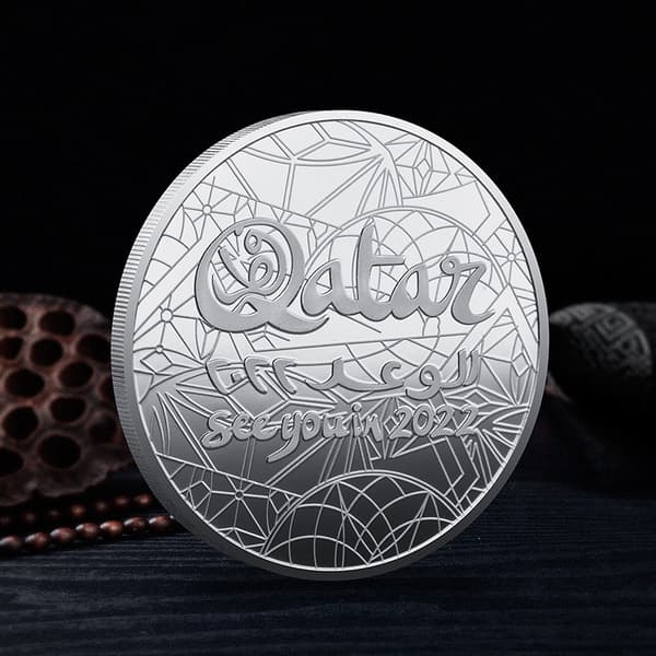 6 metal mindemedaljer Qatar 2022 VM-mindesmønter (guld+sølv)
