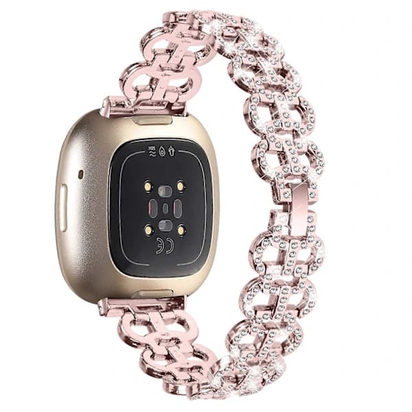 För Fitbit Versa 3/Sense Smart Watch Armband Legering Metall Armband med Strass