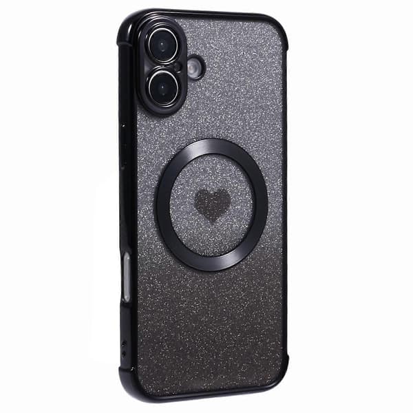 Etui til iPhone 16 Plus Gradient Sparkle TPU Mobilskall Kompatibelt med MagSafe - Svart