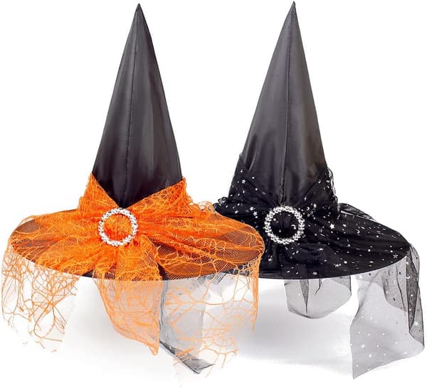 Halloween heksehatte, heksehovedbånd 2 stykker Wicked Witch Hat til