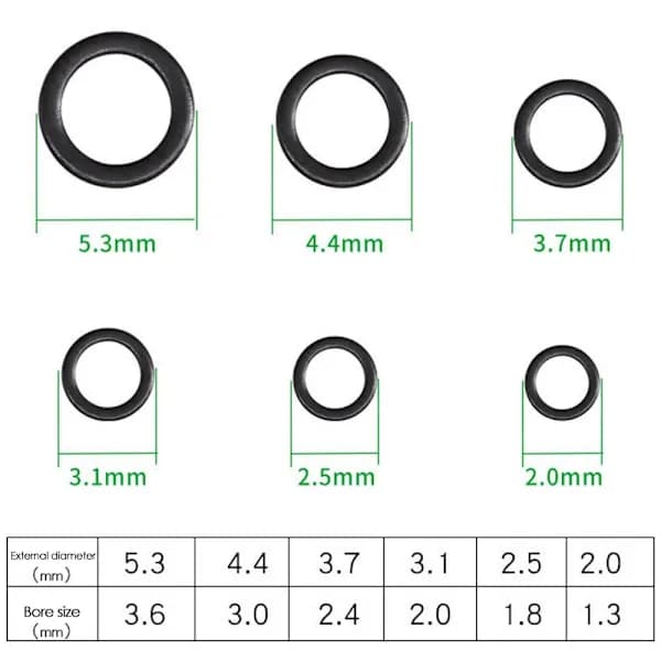 100 st Karpfiske O-ring Hårriggring RUND-3.7MM RUND-3.7MM Round-3.7mm