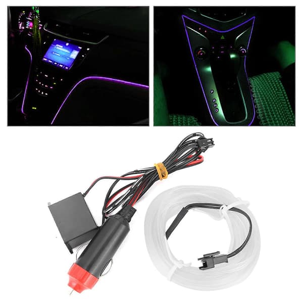 Dekorativ lysstrimmel til bil Interiørbelysning Auto LED EL Kold Lampe Modifikationsdele 4 Meter Lilla