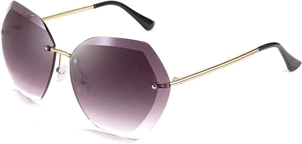 Dame Oversized Rammeløse Solbriller Diamantslipte Linser Solbriller B2569