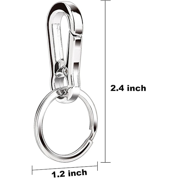 Metal Keyring Keychain Key Ring Chain Hook Organizer, 2 Pack