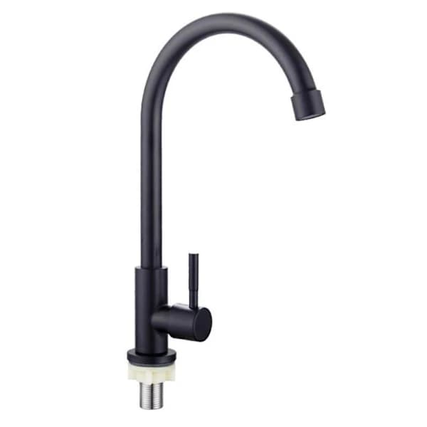 Single-hole kitchen faucet, rotating cold water tap, black