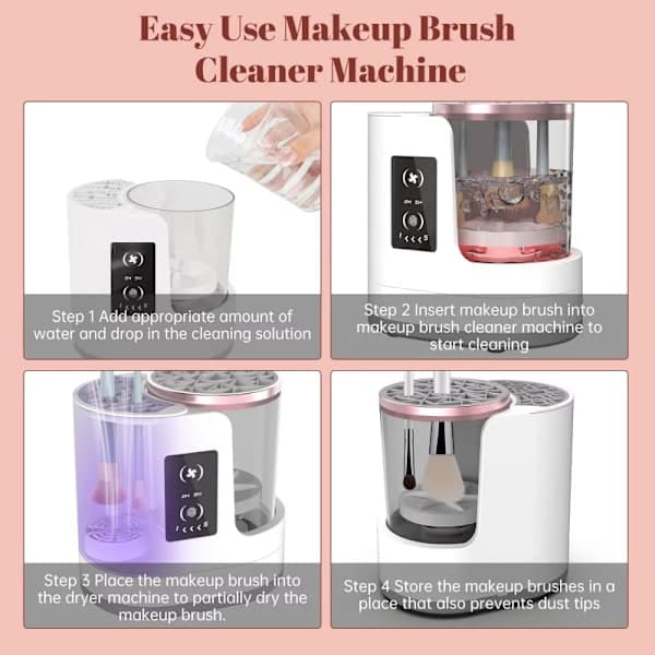 Makeup Brush Cleaner 3 in 1 Electric Makeup Brush Cleaner and Dryer, Automatic Makeup Brush Cleaning Machine with Multiple Drying Settings