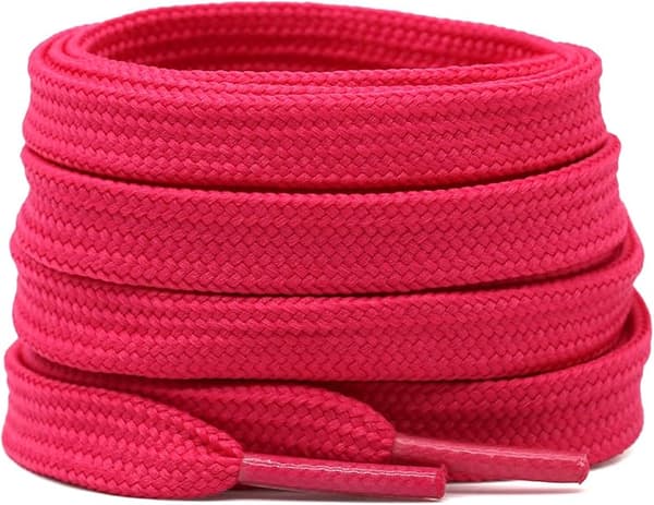 Solid Flat Shoelaces Hollow Thick Athletic Shoe Laces Strings 2 Pairs, Rose Red 47.24\" Inches (120 cm)
