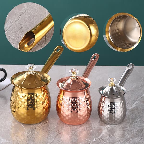 Tyrkiske kaffekanner Matkvalitets multifunksjonell smeltegryte for å lage varm melk Gull Gull 200 ml 200Ml Glod