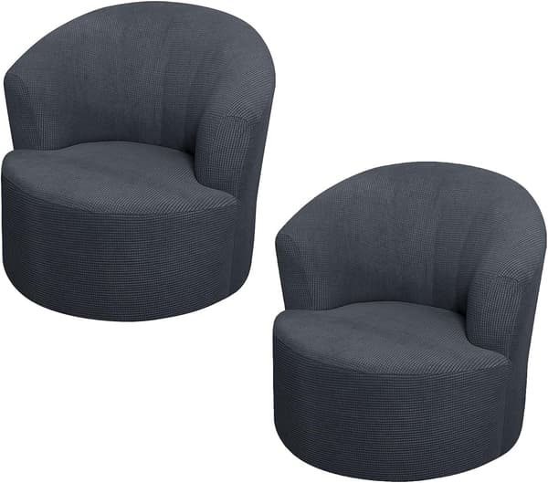 Trekk til svingbar lenestol, elastisk mykt vaskbart trekk til rund klubbstol for stue, mørkegrå 1 stk mørkegrå Dark Gray 1 Pcs