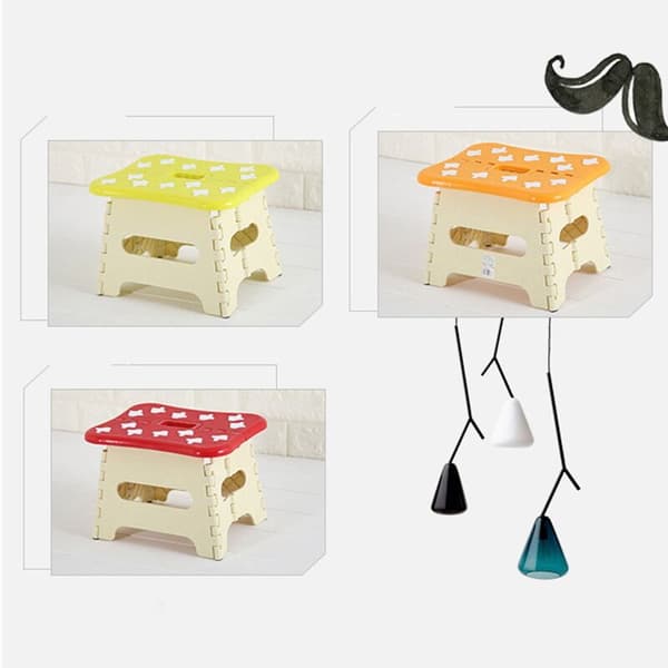 Folding Stool Portable Chair Seat for Bathroom Kitchen Garden Camping Kids Portable Handle Bench, A