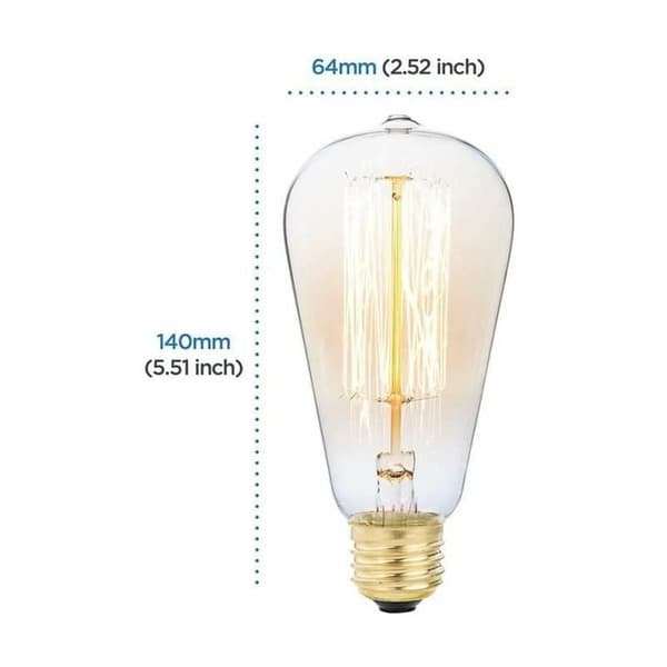 6x E26 60W Edison-pære Glødepære 220V ST64 Retro 64mm x 1