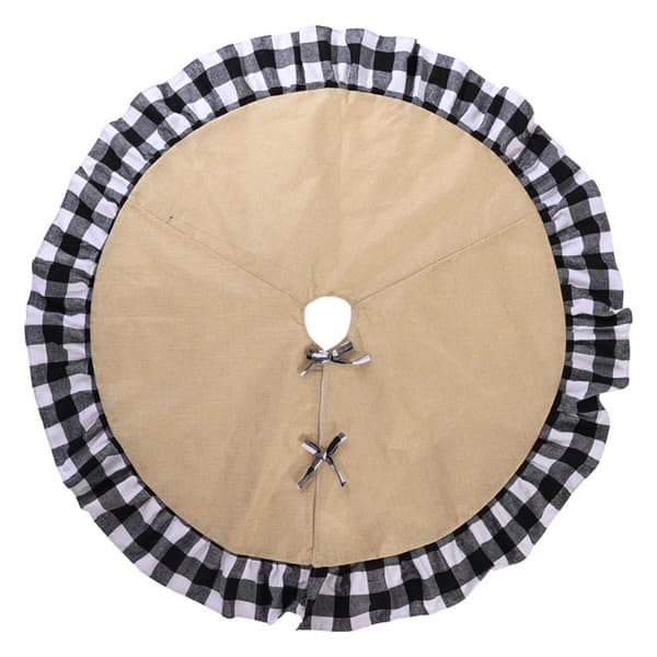 Gingham lin juletreteppe - Svart og hvit 120 cm, Chris