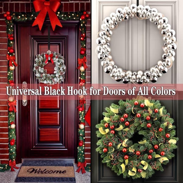 2 Wreath Hooks - Wreath Hanger - Wreath Hook - Telescopic Hook From 38 to 65 cm - Black